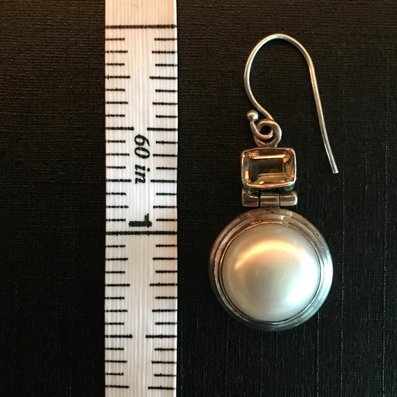 Mobe Pearl Drop Earrings in Sterling Silver - Picture 4 of 5